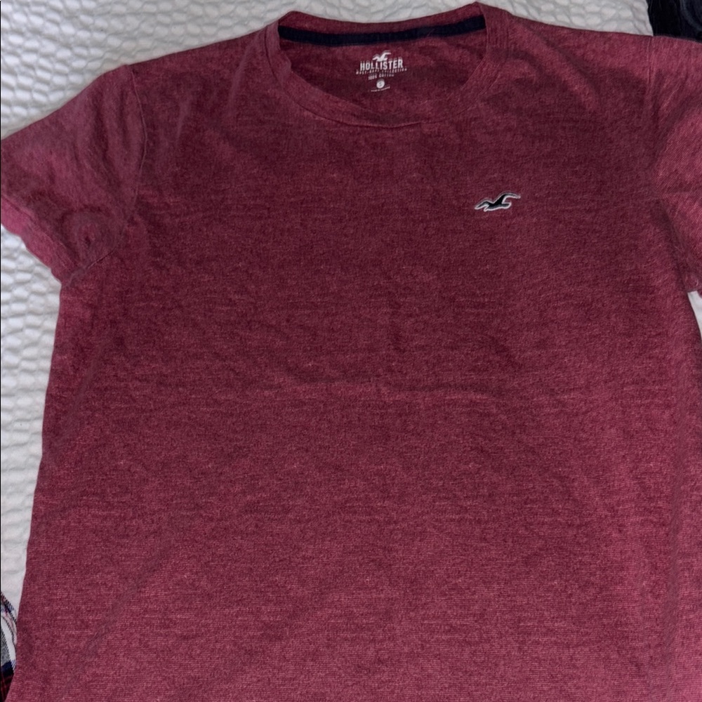 Hollister Polo Assn H&M Gray Blue Plaid Flannel Maroon Tee Gray Hoodie T Shirt S - Picture 2 of 7